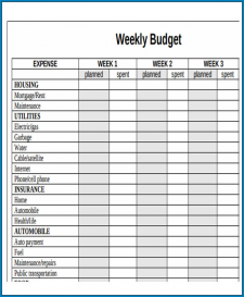 √ Free Printable Weekly Budget Template