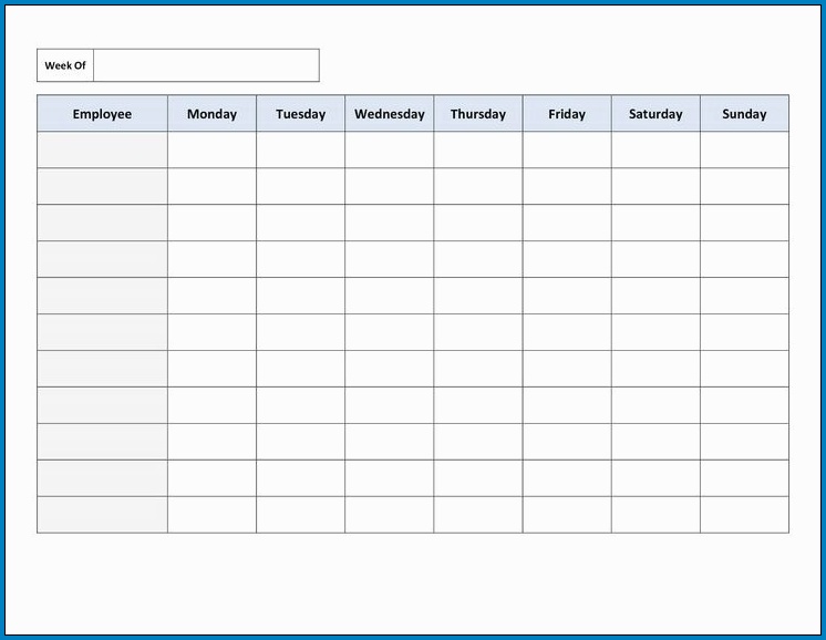 Weekly Employee Work Schedule Template Example