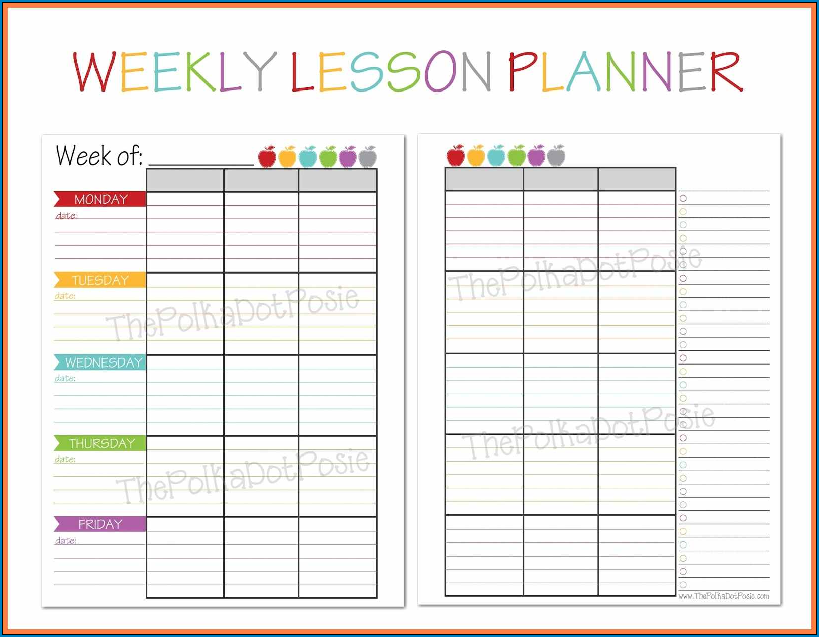  Free Printable Weekly Lesson Planner Template