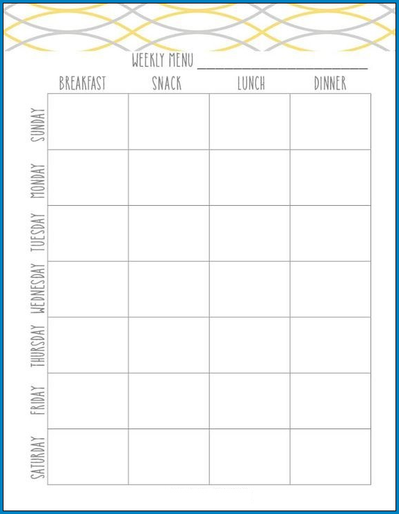 Weekly Meal Planner Template Sample