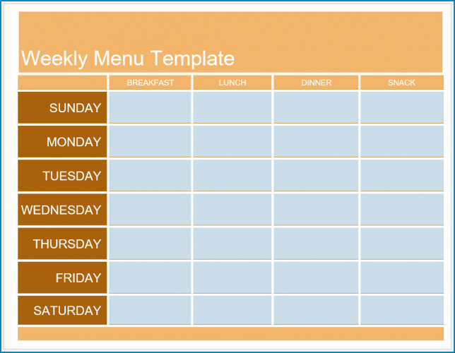 √ Free Printable Weekly Menu Template