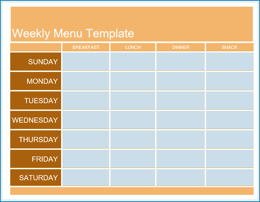 Free Printable Weekly Menu Template