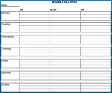 √ Free Printable Weekly Schedule Template Word