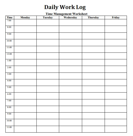 Weekly Telework Log Template Sample