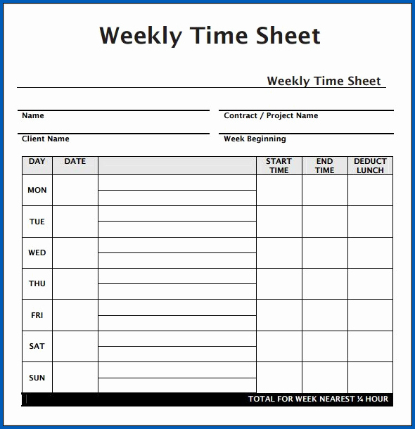 Weekly Timesheet PDF Sample | Templateral