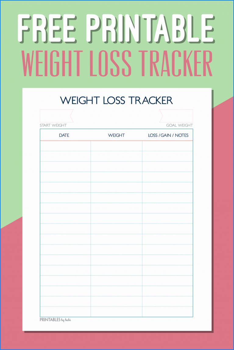 √ Free Printable Weight Loss Chart Template