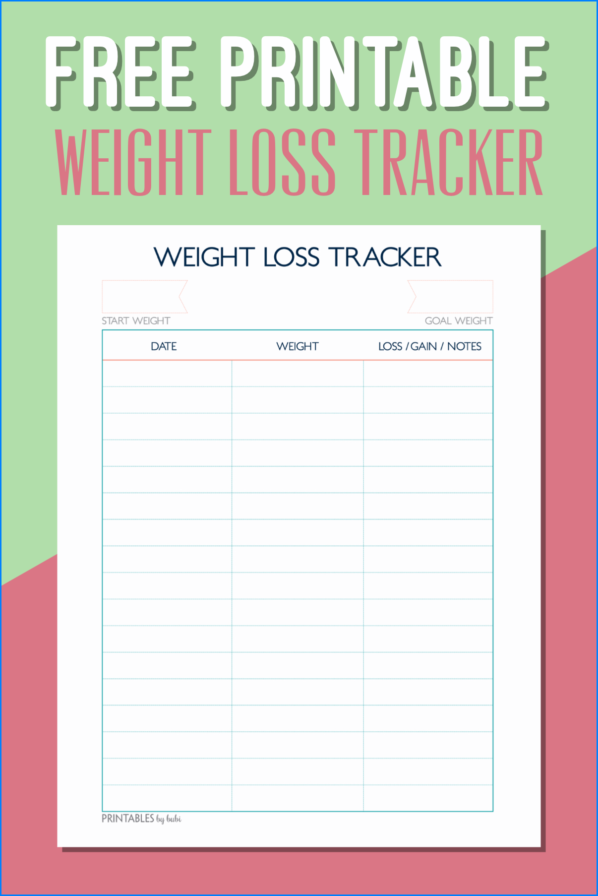 Weekly Weight Loss Tracker Template Database