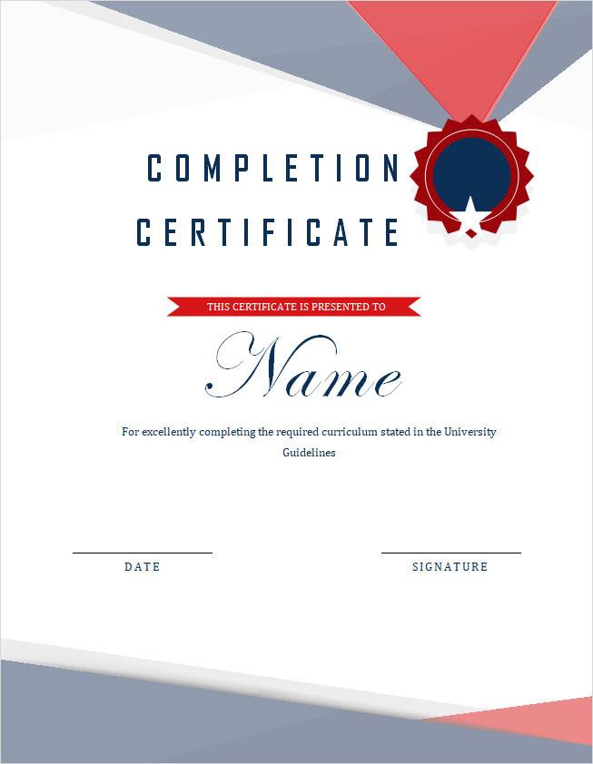 Work Completion Certificate Template