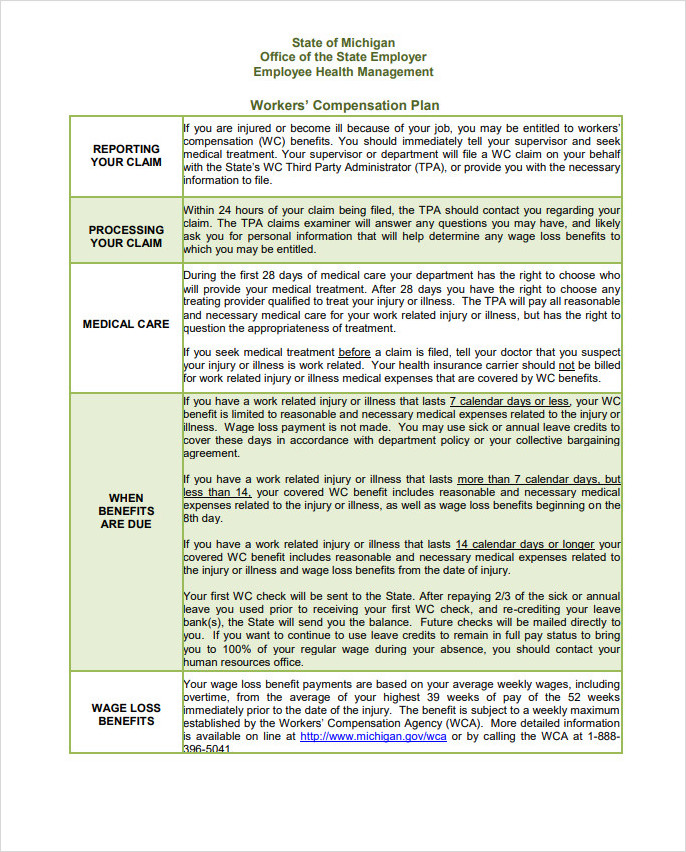 Workers Compensation Plan Template