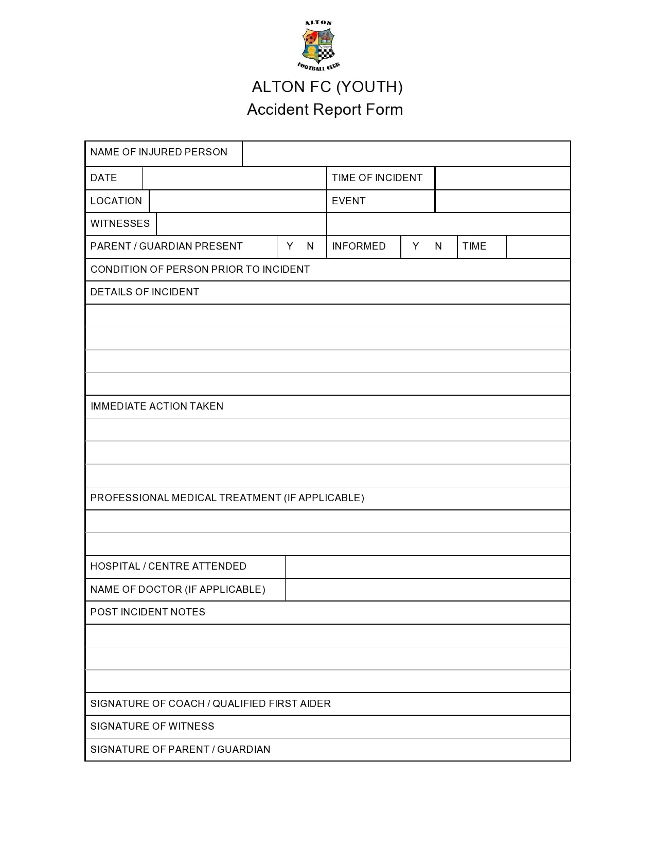 accident report form