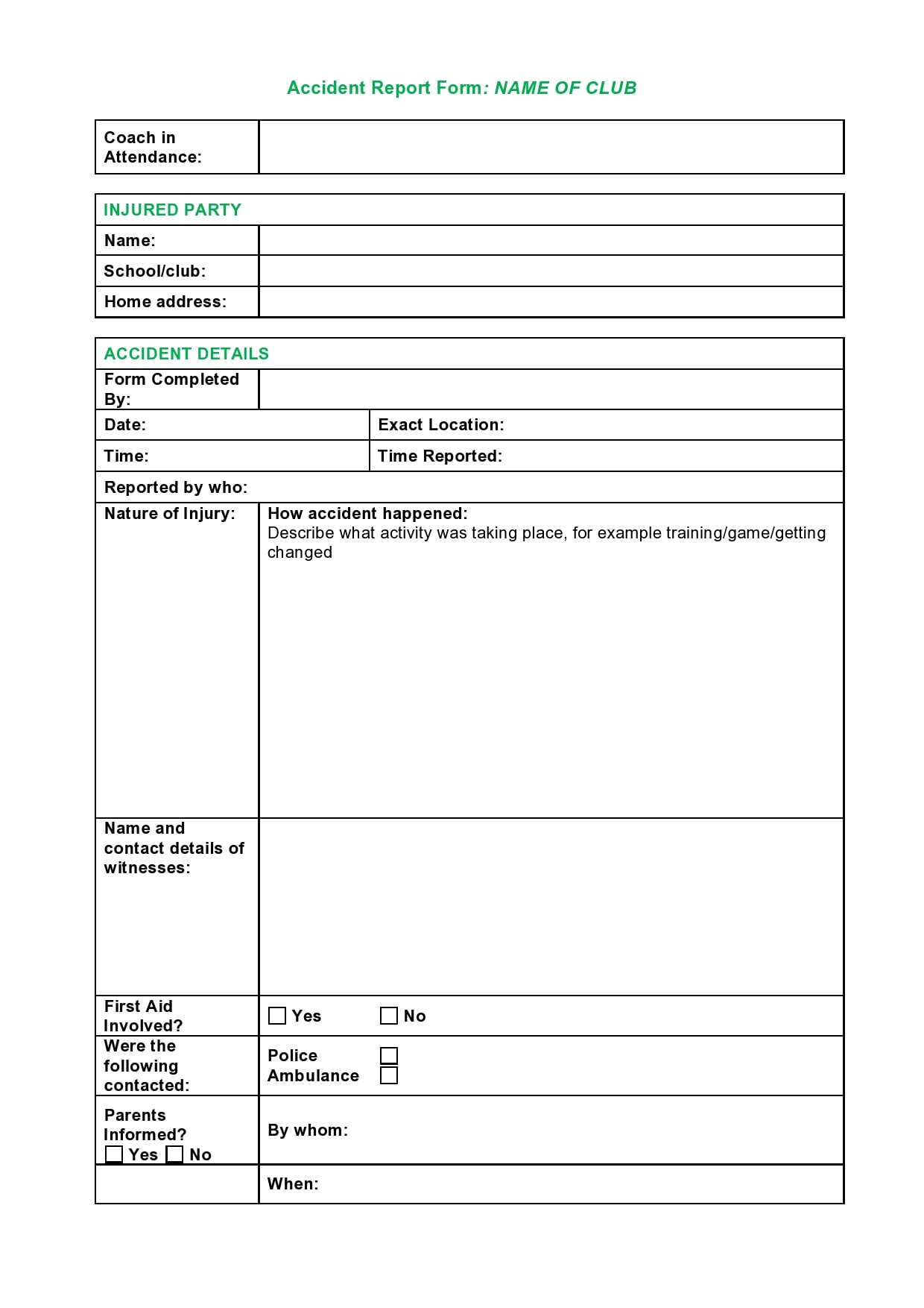 accident report form