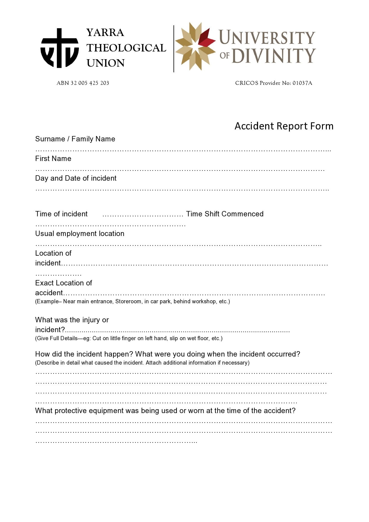 accident report form