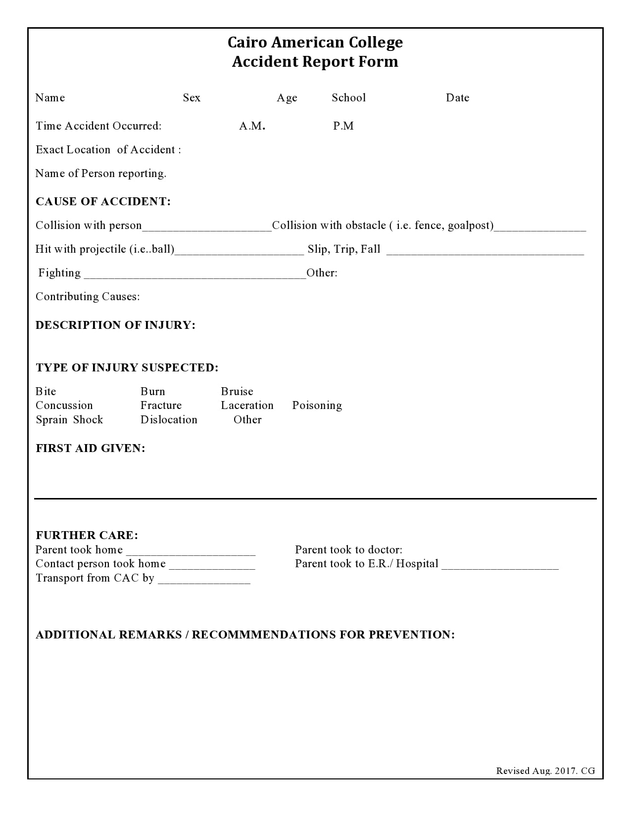 accident report form