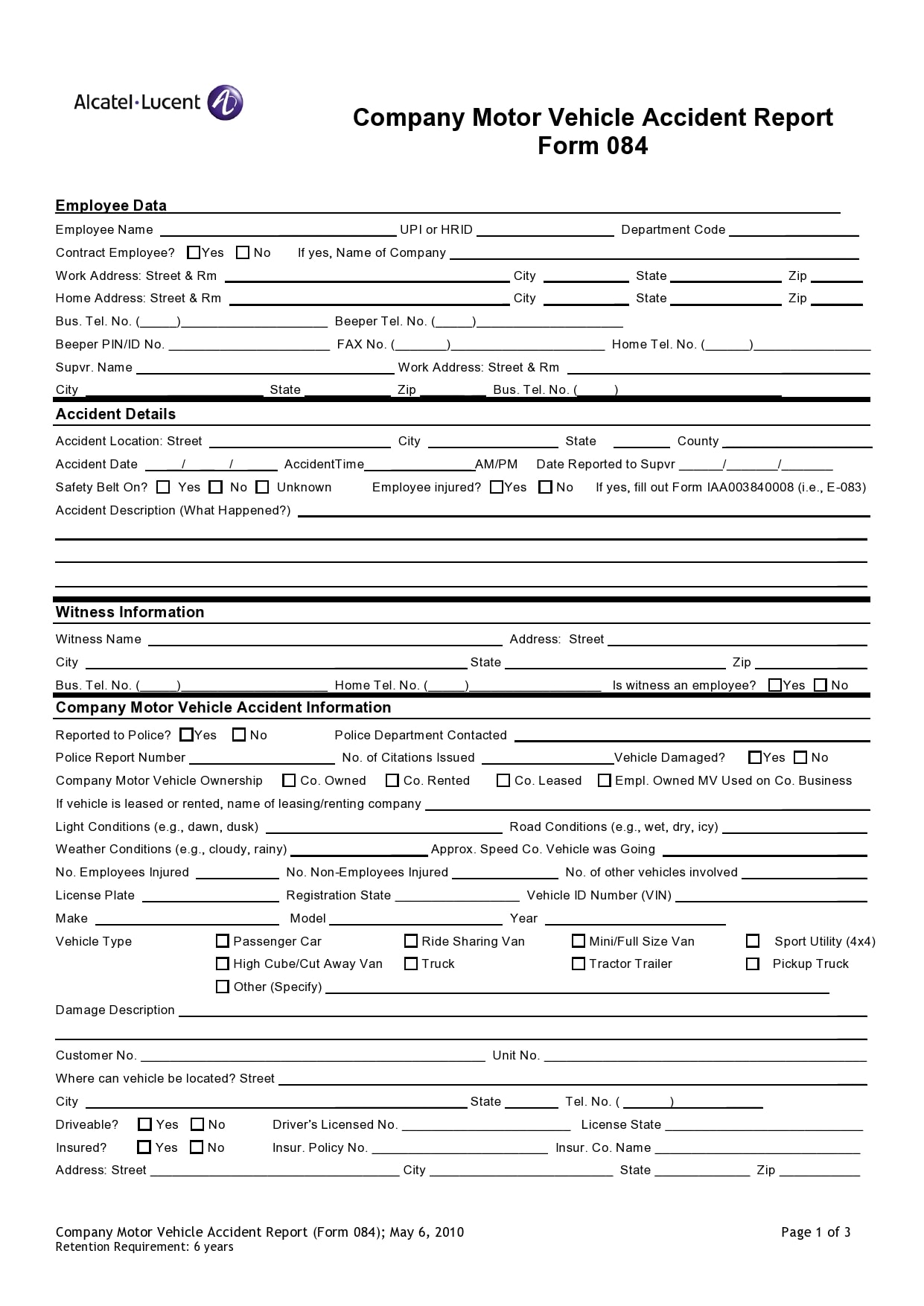 accident report form