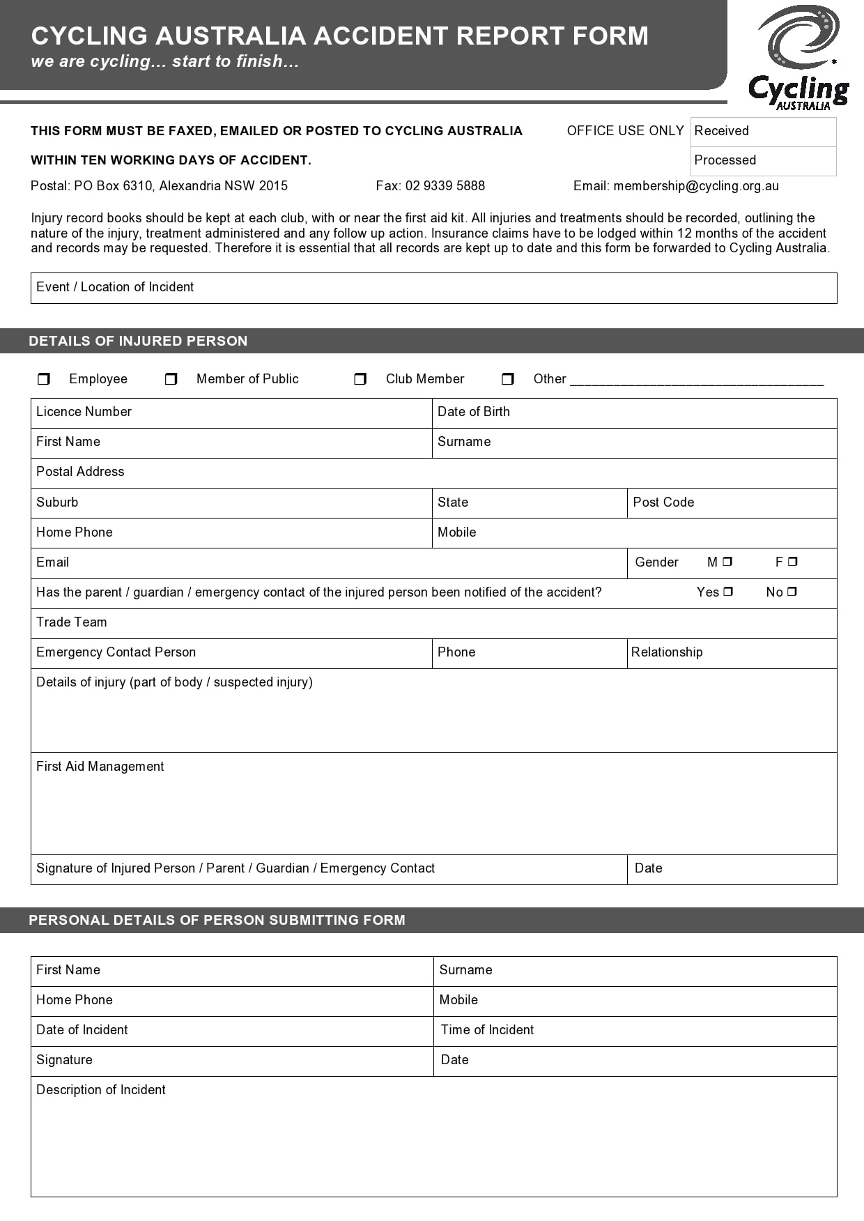 accident report form