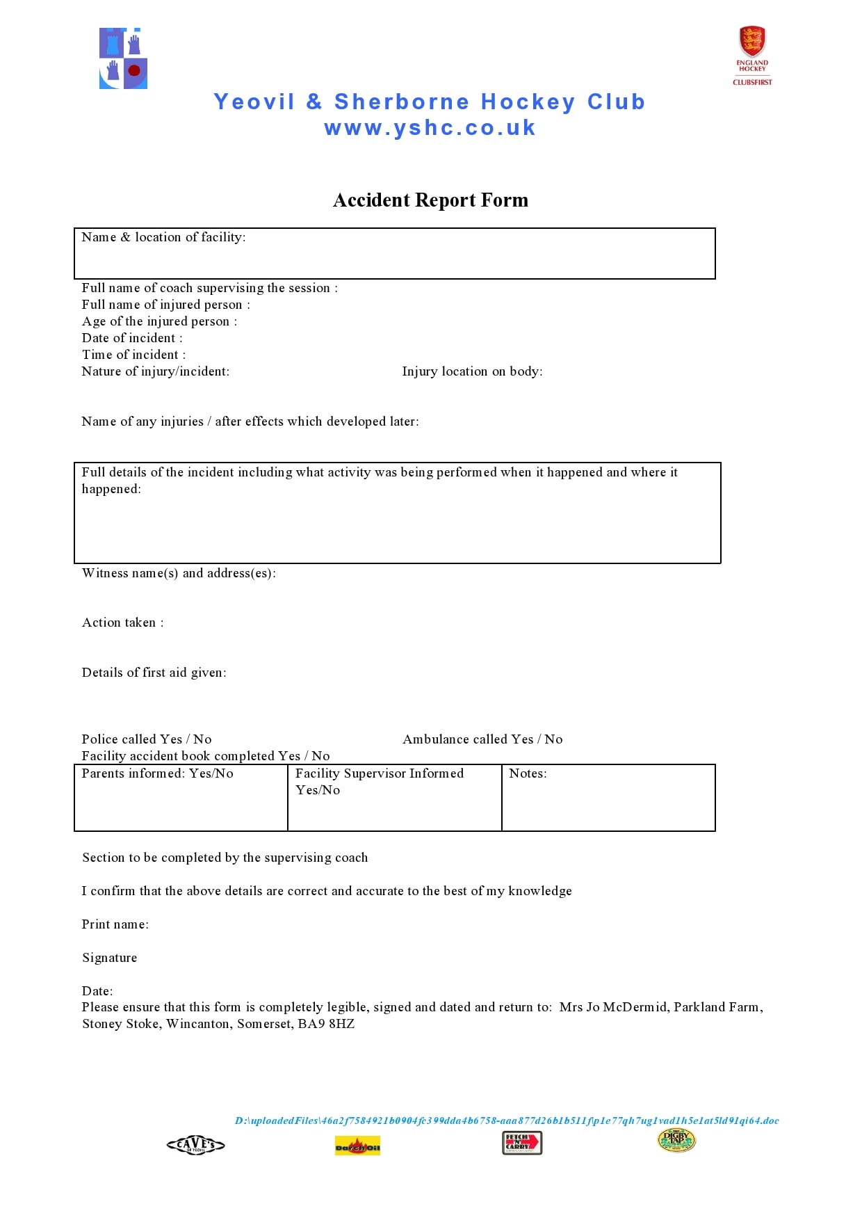 accident report form