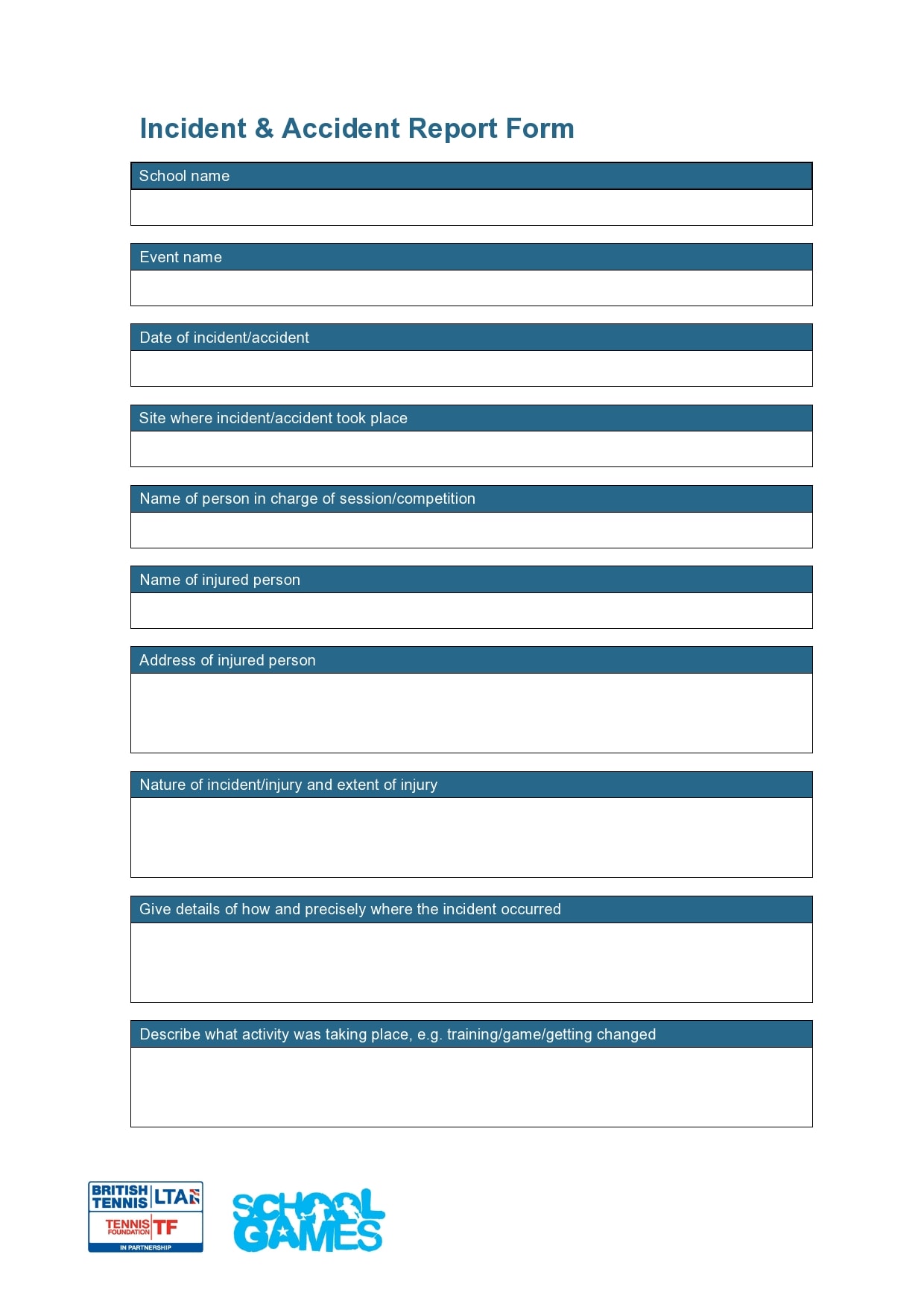 accident report form