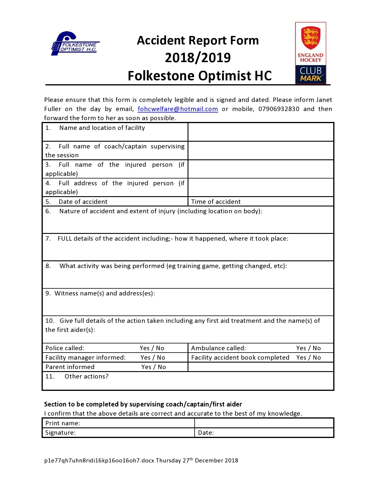 accident report form