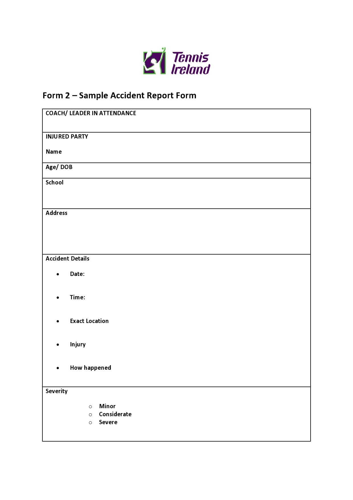 accident report form