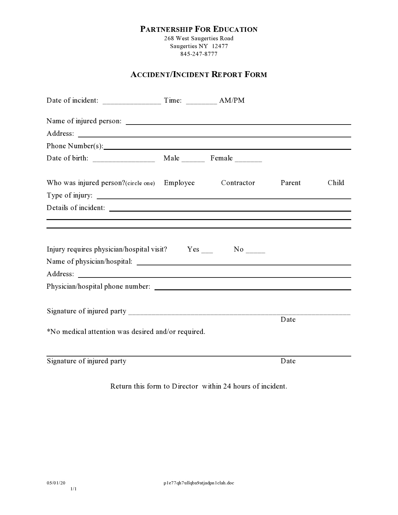 accident report form