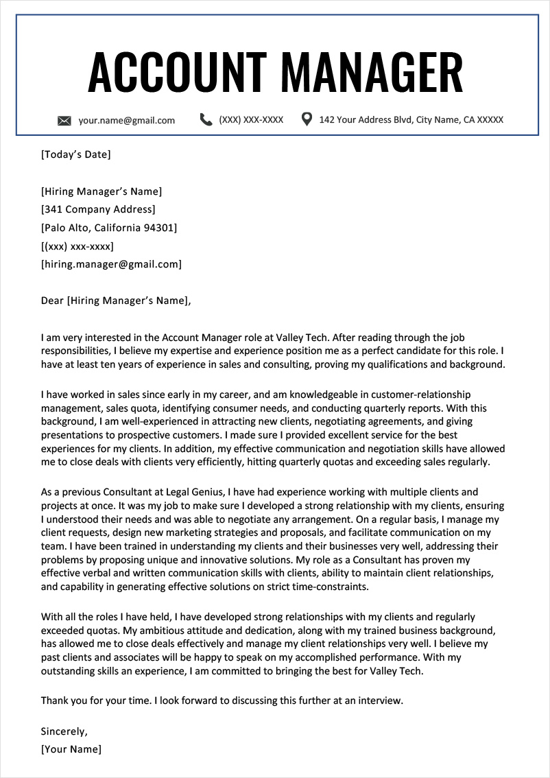 account director cover letter template sample