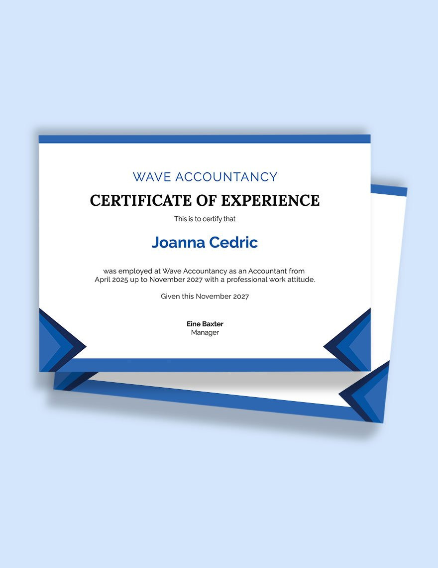 work experience certificate template