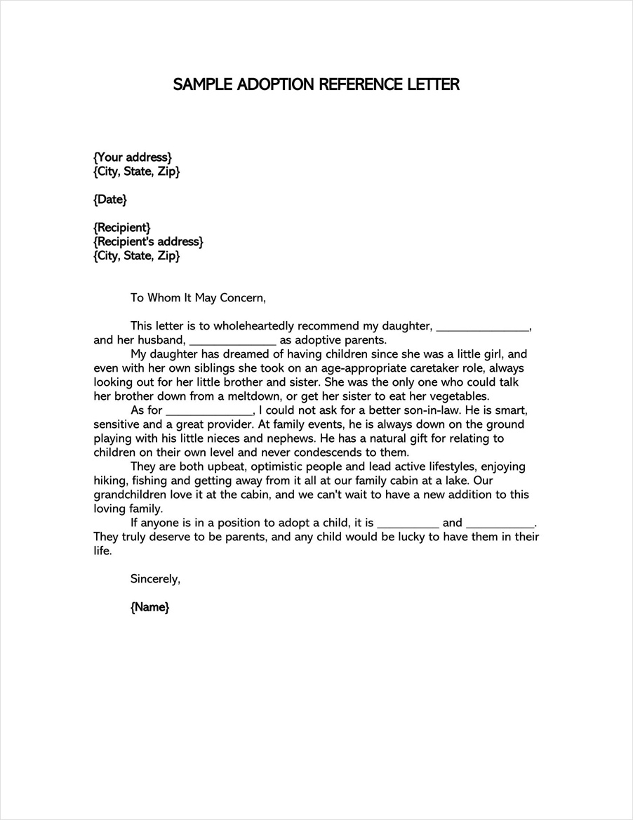 adoption recommendation letter template