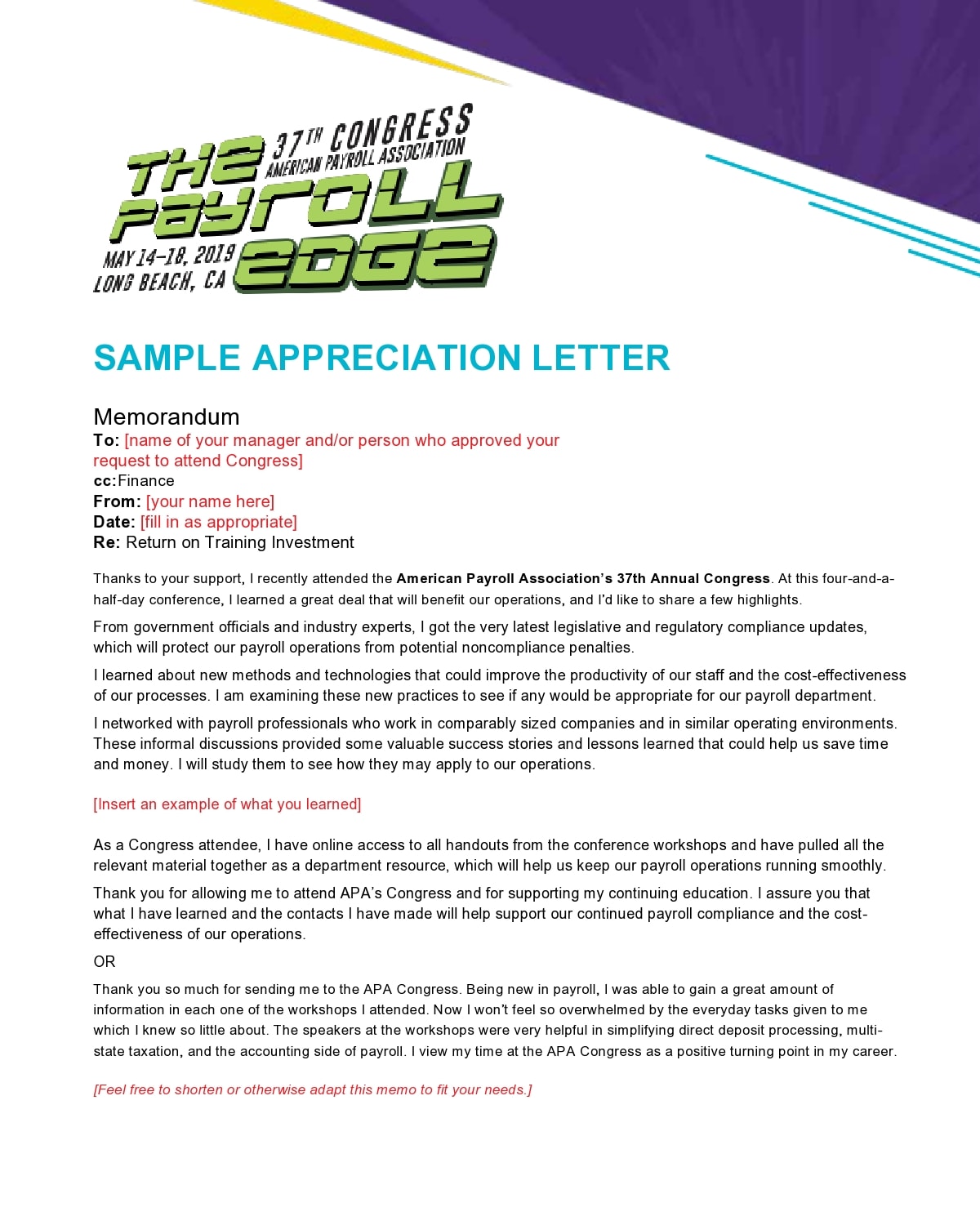 appreciation letter