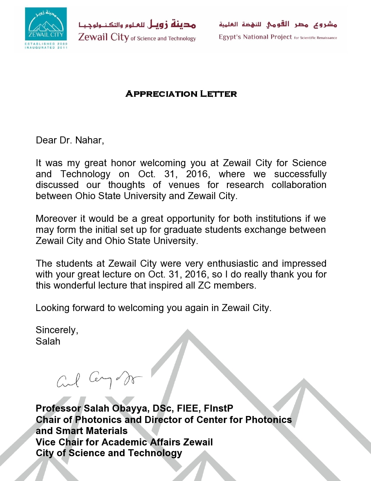 appreciation letter