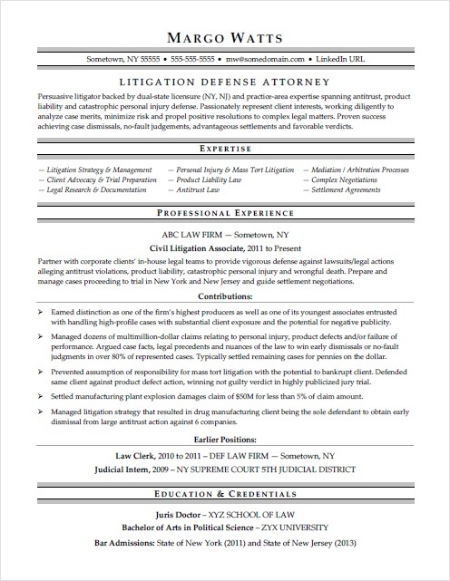 attorney resume template example