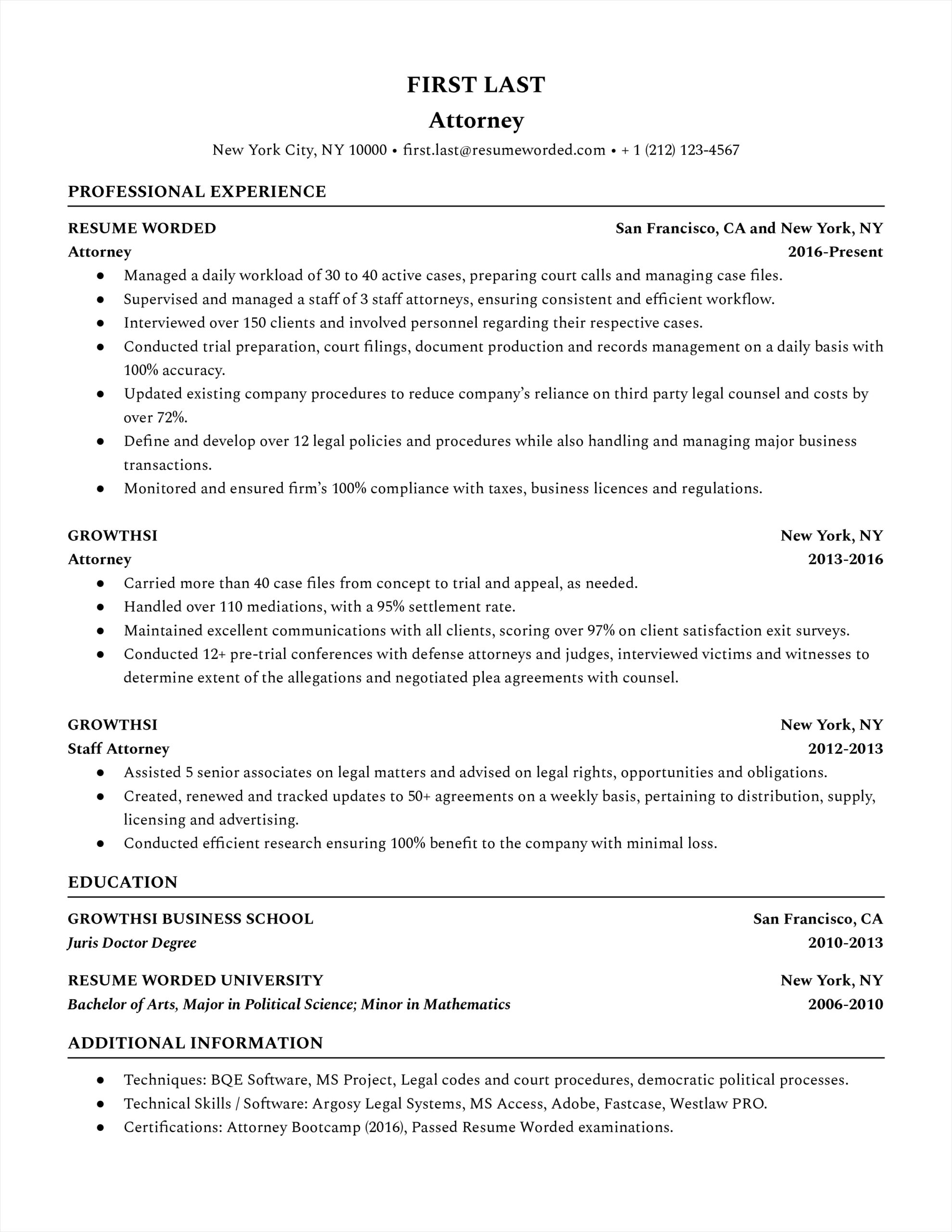 attorney resume template