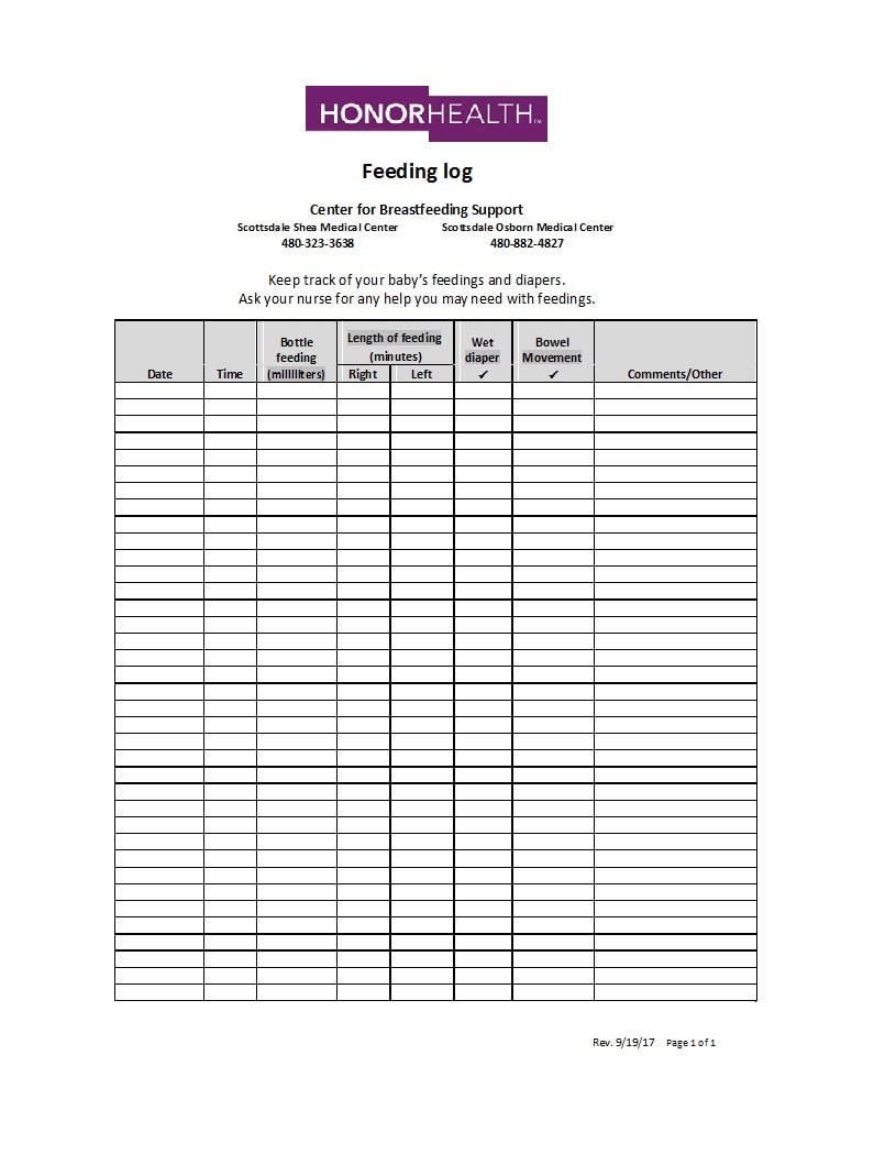 baby feeding chart