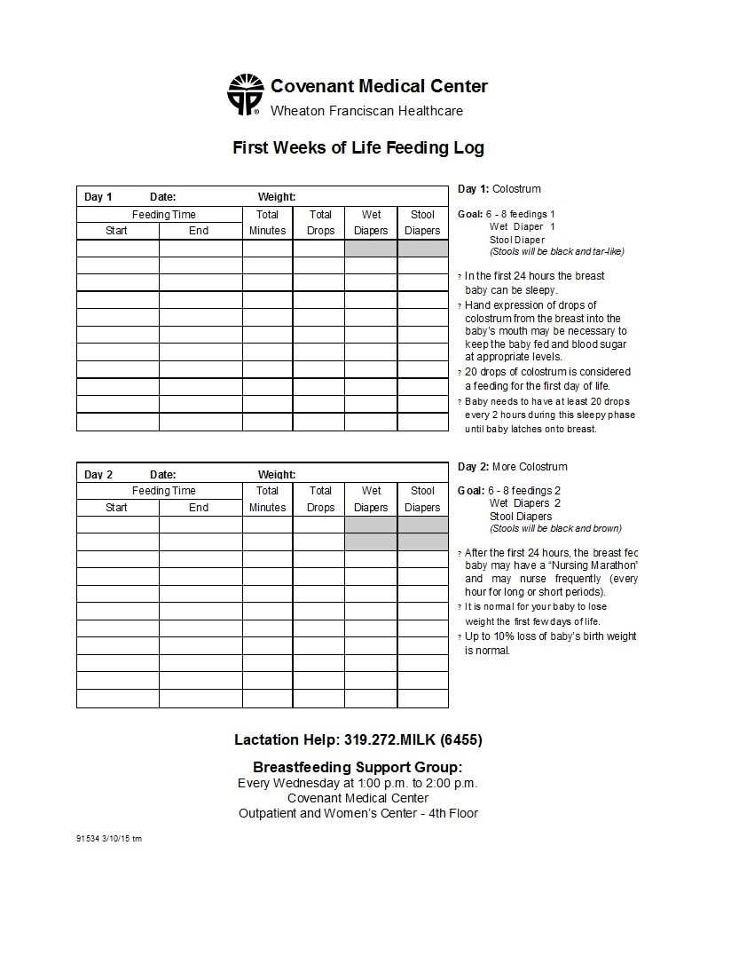 baby feeding chart