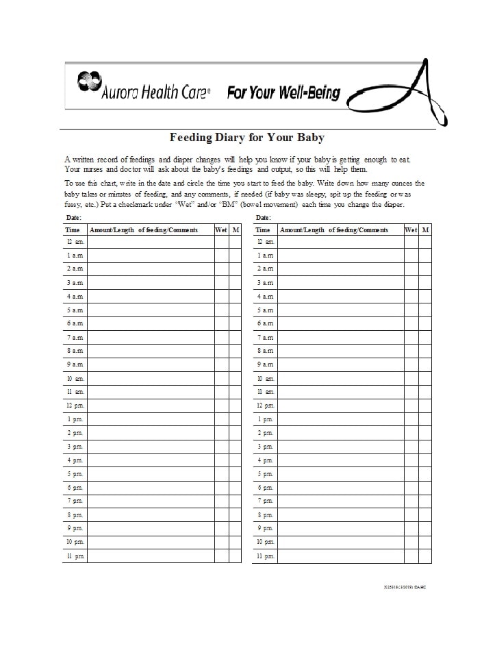 baby feeding chart