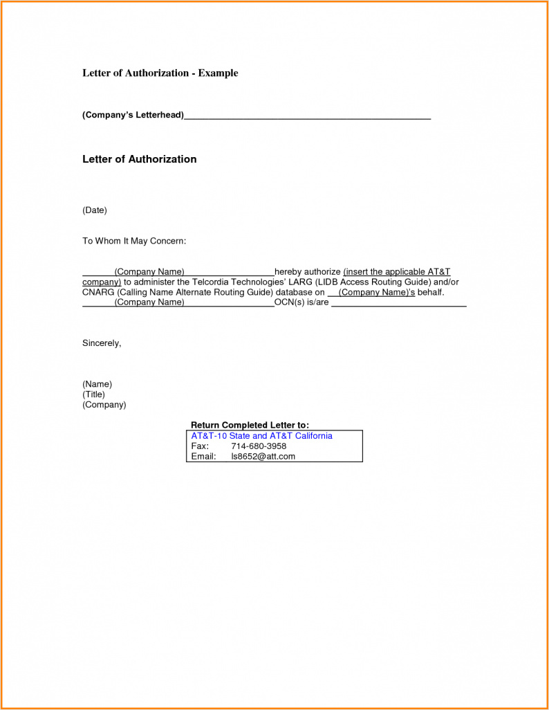 bank letter of authorization template example