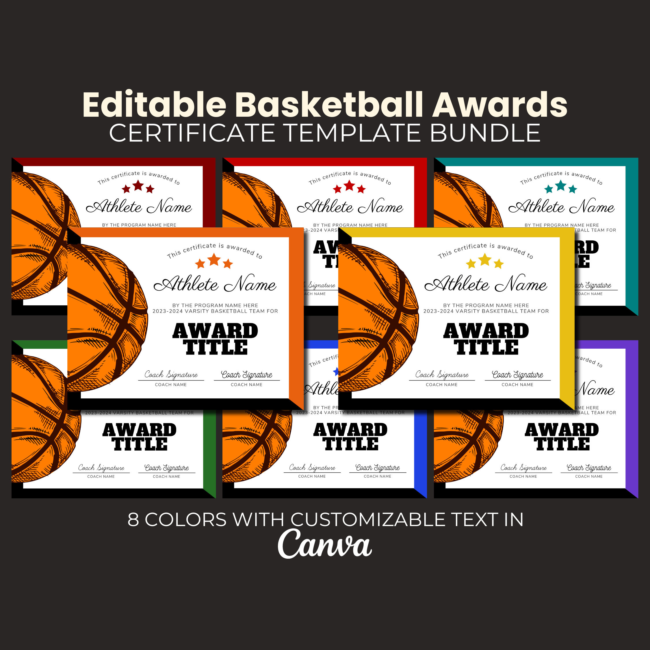 basketball award certificate template