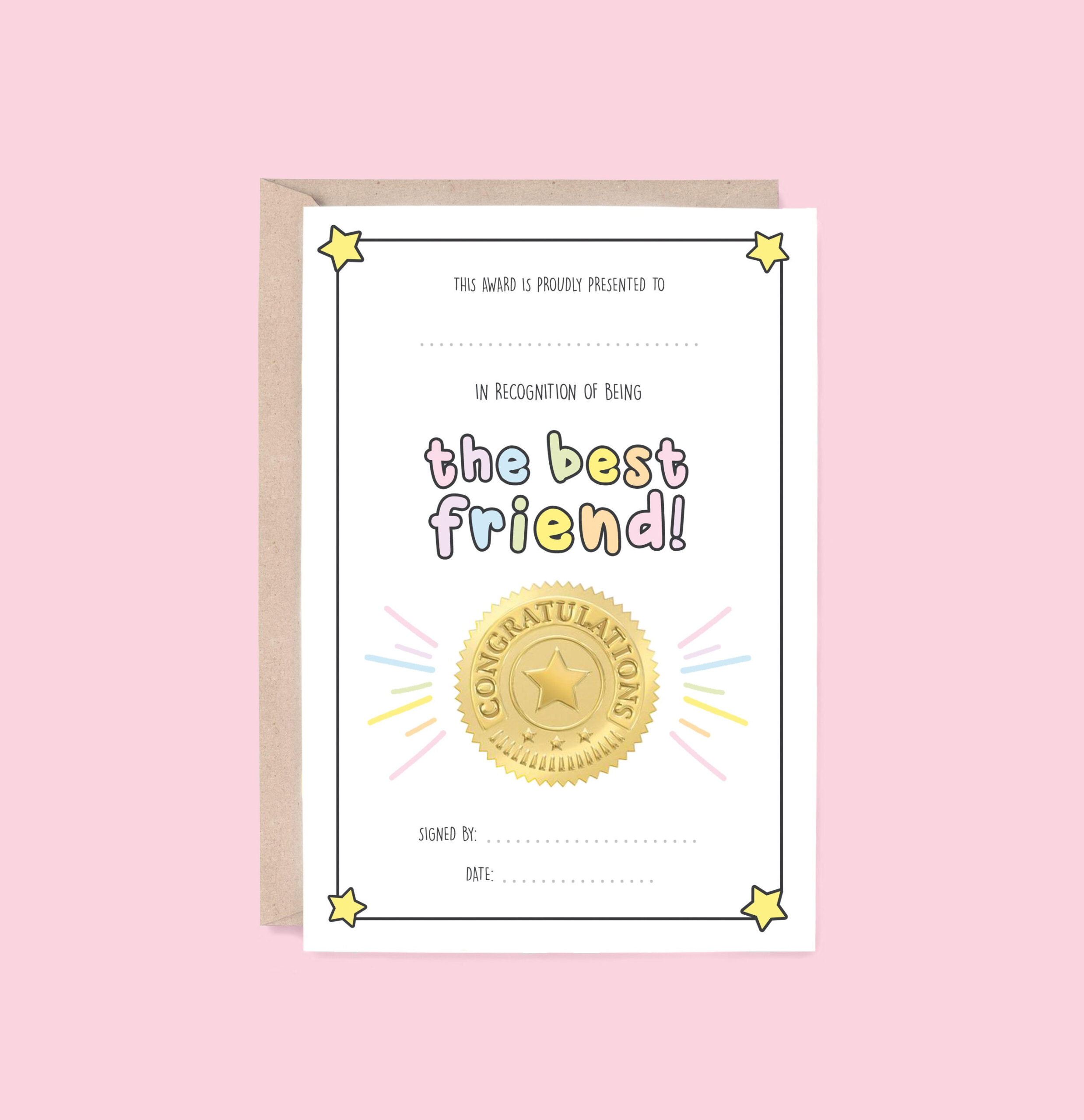 best friend award certificate template