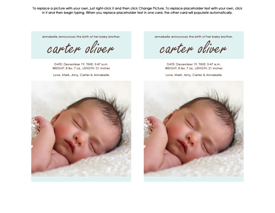 birth announcement template