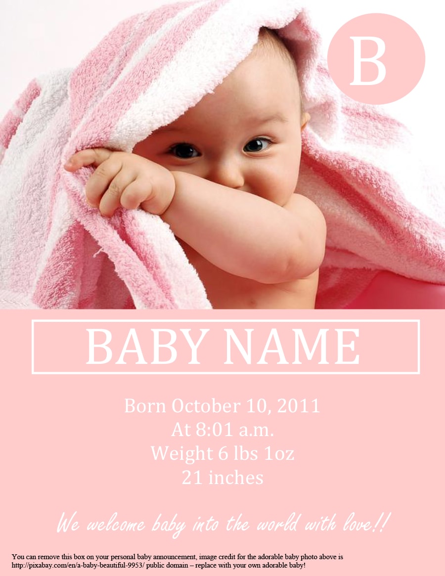 birth announcement template