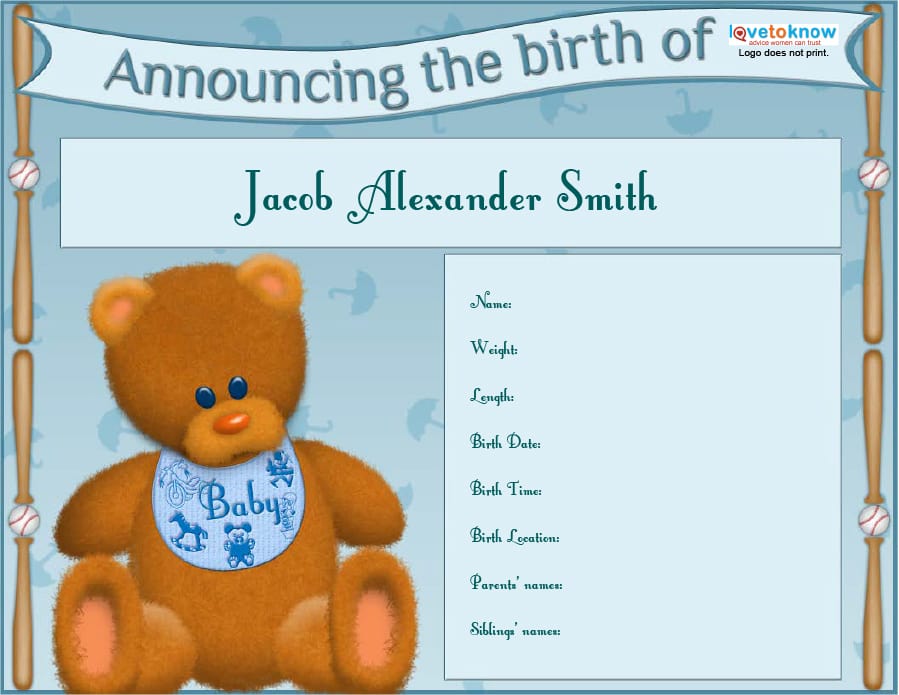 birth announcement template