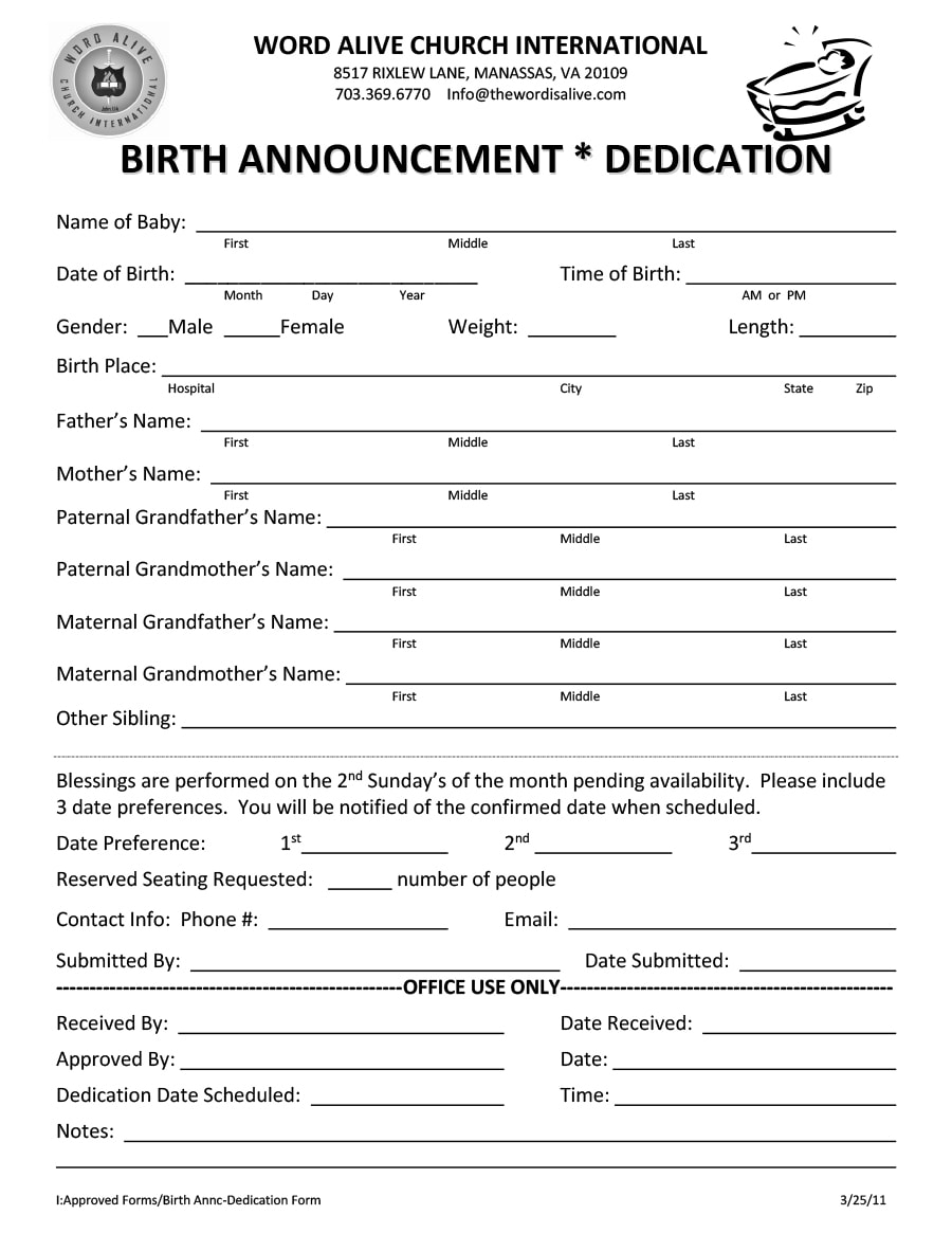 birth announcement template