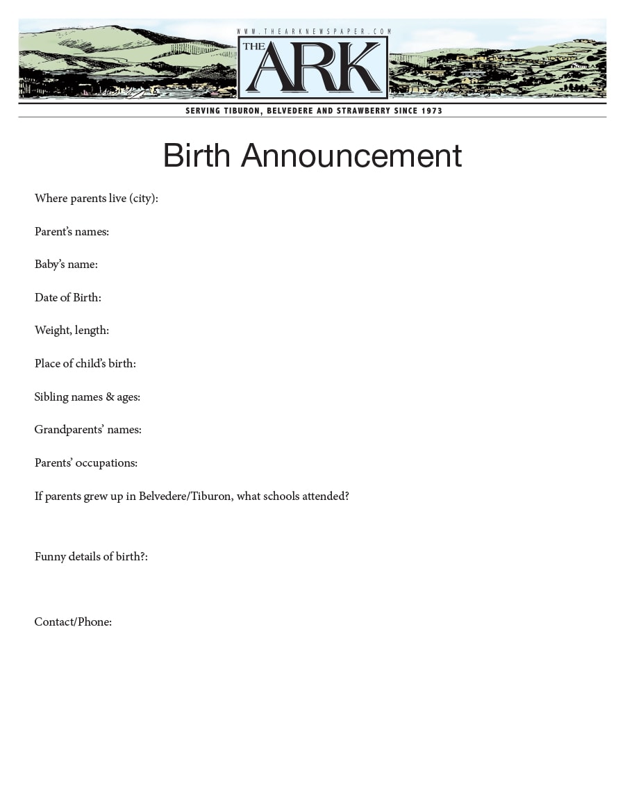 birth announcement template