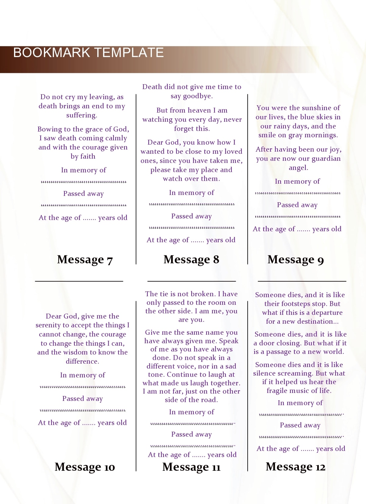 bookmark template