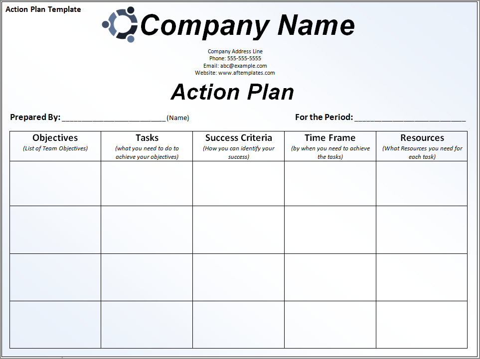 business action plan template example