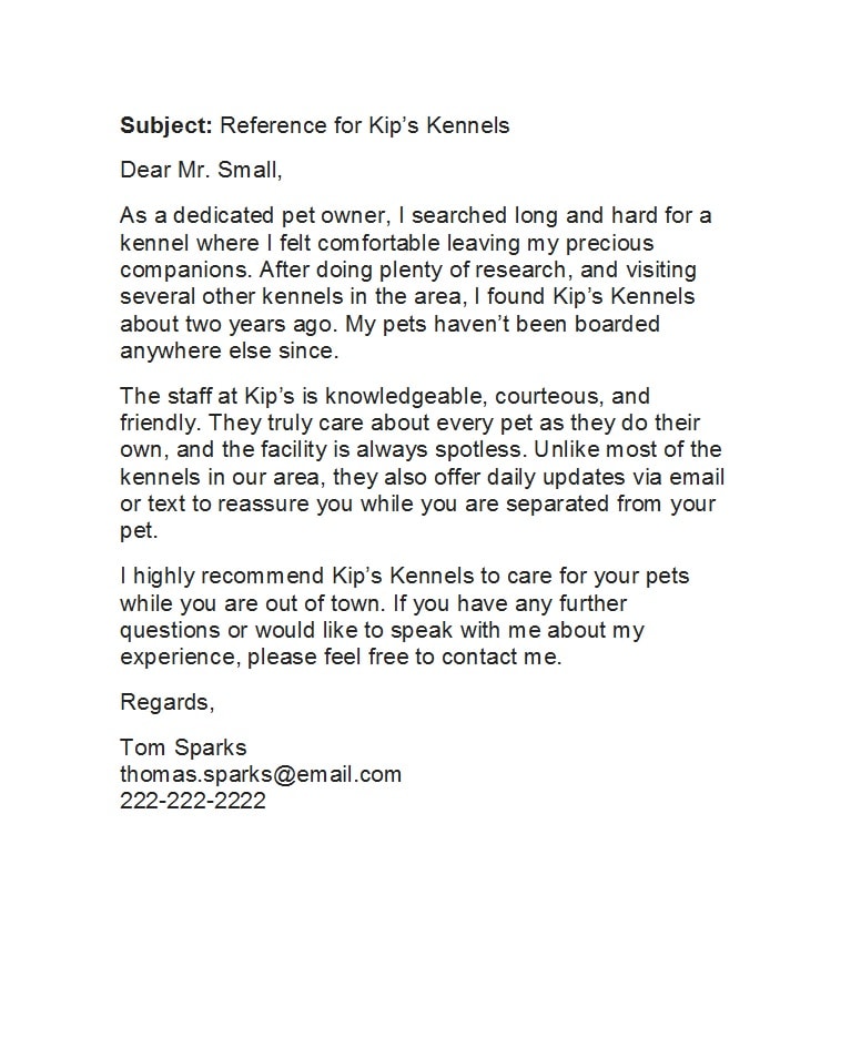 business reference letter