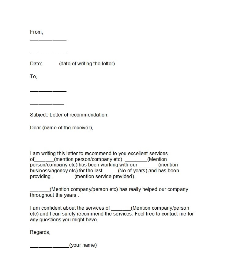 business reference letter