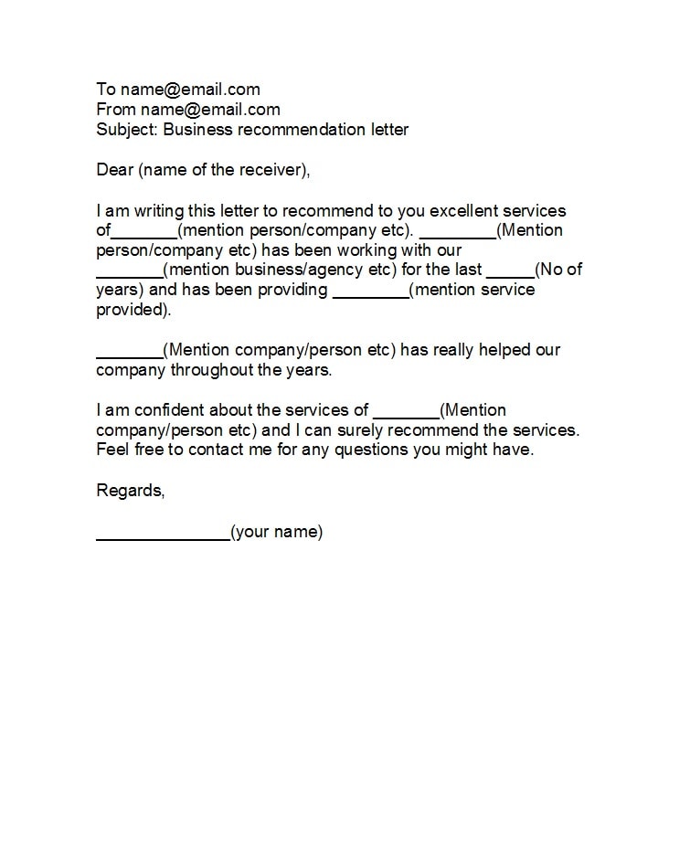 business reference letter