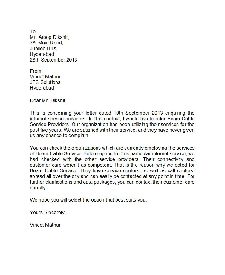 business reference letter