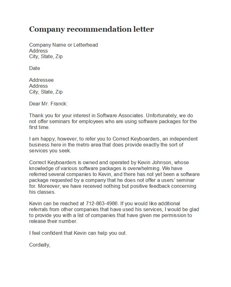 business reference letter