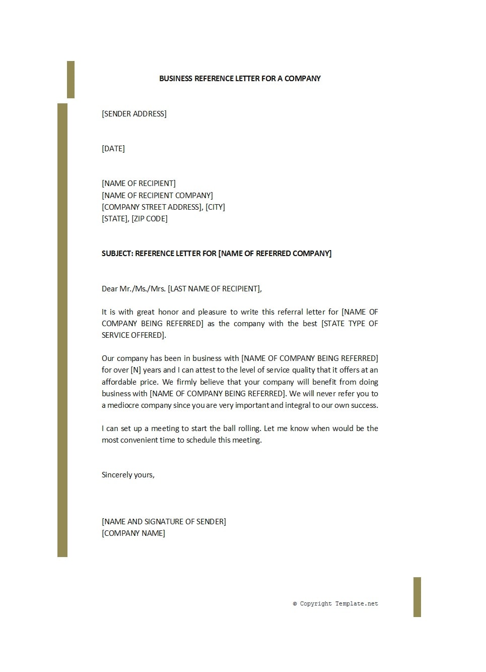 business reference letter